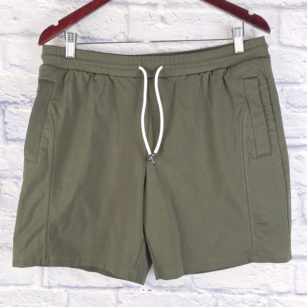 BYLT‎ Jogger Shorts Men Olive Green Premium Basics Running Athleisure Size XL